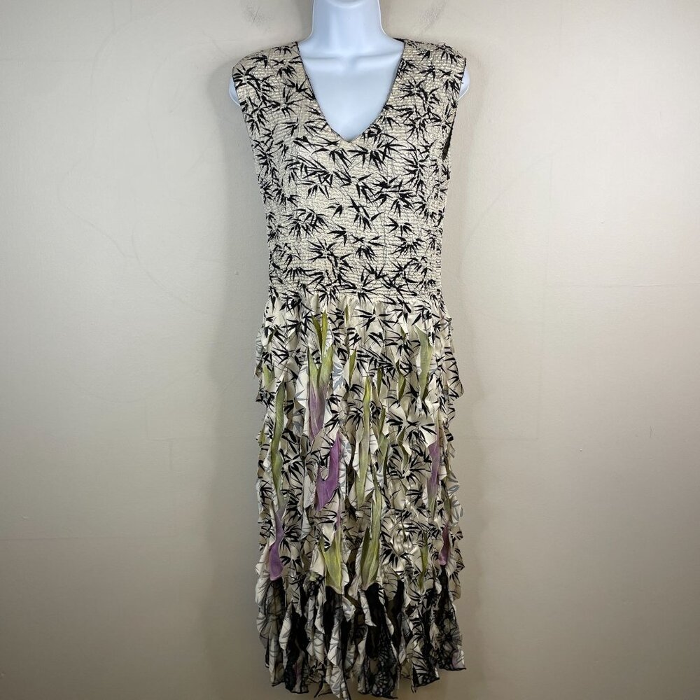 Lindi NY Whimsigoth Fairy‎ Grunge Midi Dress Size M Reversible Fringe Lace Flowy - Picture 3 of 14